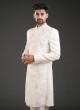 Cream Embroidered Sherwani Set In Georgette